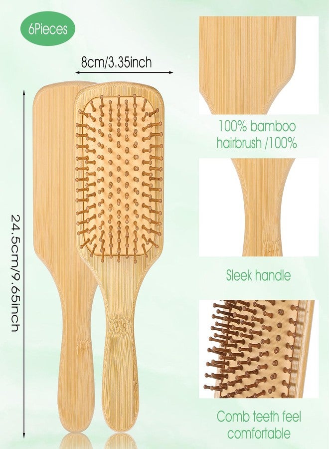 Tobeelec 6 Pcs Bamboo Hair Brushes for Women Bulk Wooden Paddle Brush Scalp Massage Bamboo Bristles Anti Static Men Engraving DIY Gift for Wedding Teacher (Natural, 9.65'' X 3.35'') - Image 2